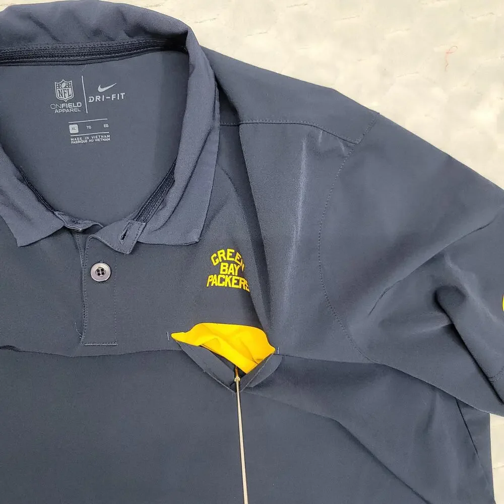 Nike NFL Green Bay Packers On-Field Dri-Fit Polo Shirt Men's XL Sideline Coach
